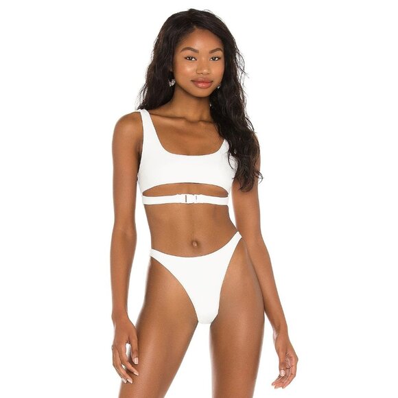 superdown Mona Buckle Bikini Top in White Small New Womens Swimsuit - Picture 1 of 7